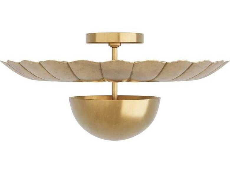 Teresa 2-Light Antique Brass Dome Semi Flush Mount