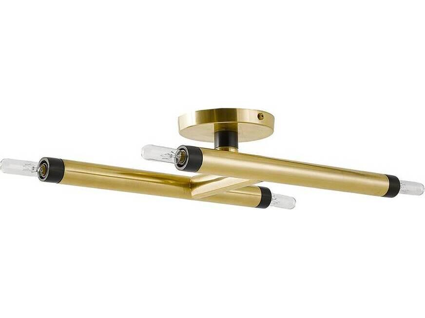 Ballard 4-Light Semi-Flush Mount in Antique Brass and Bronze Iron