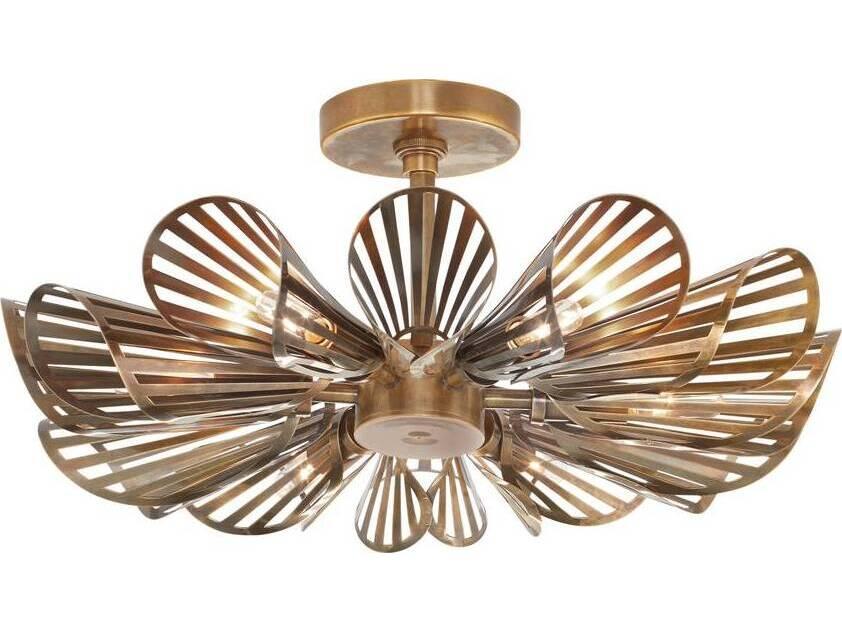 Francesca 12-Light Vintage Brass Semi Flush Mount