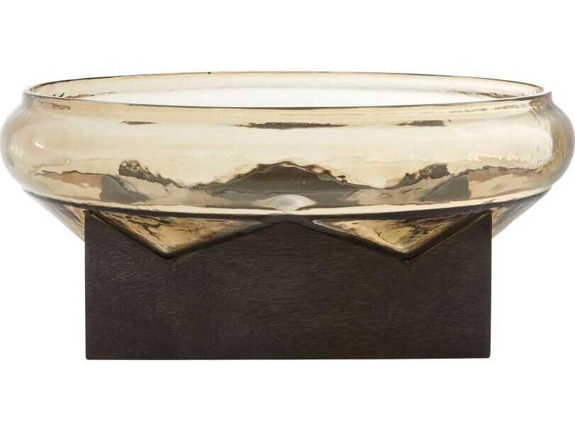 Jarvie Centerpiece Amber Glass with Umber Wood Base