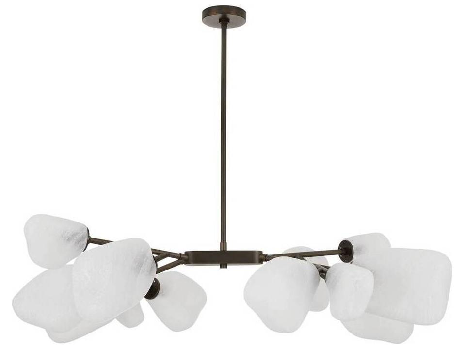 12-Light Grozny Chandelier in English Bronze with Frosted Glass