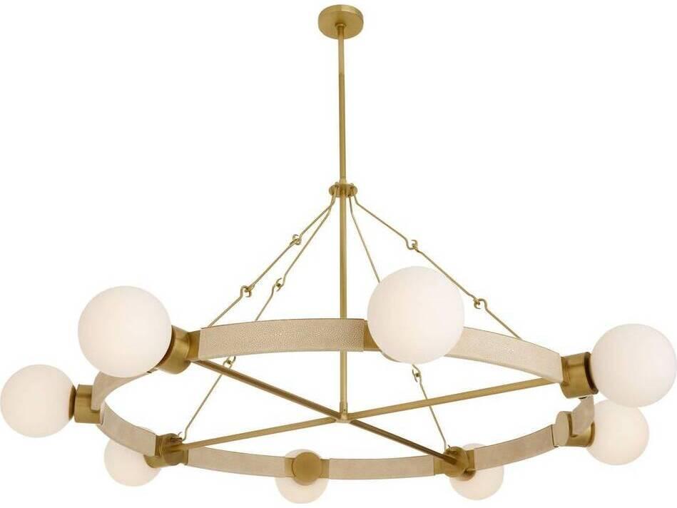 Matte Opal Brass Globe Round Chandelier