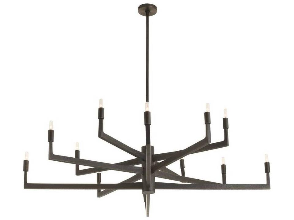 Chattered English Bronze Candelabra Chandelier