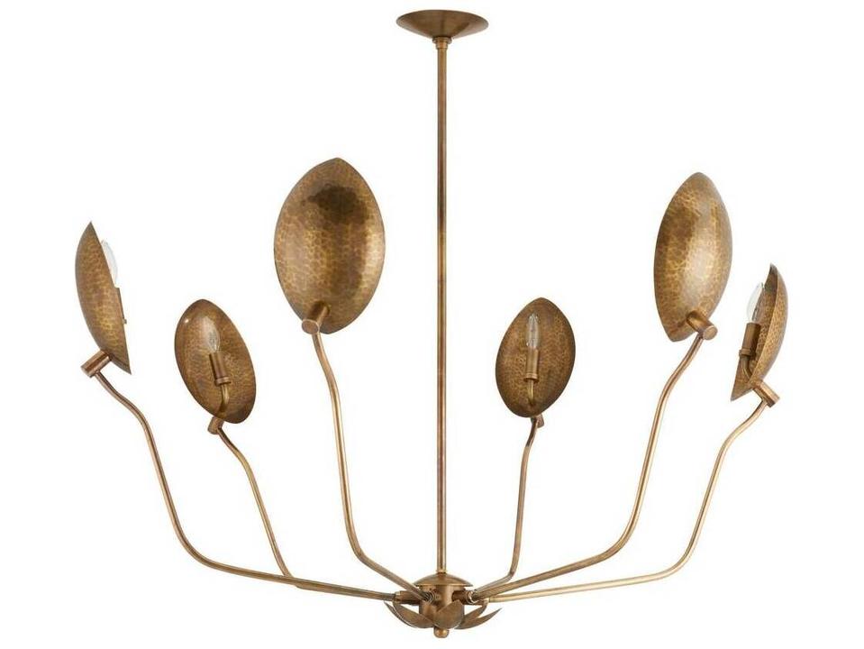 Flores Chandelier Vintage Brass 6 Light Fixture