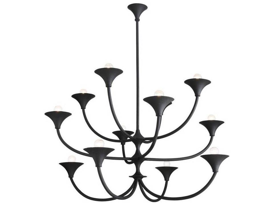 Black Gesso Tiered Chandelier
