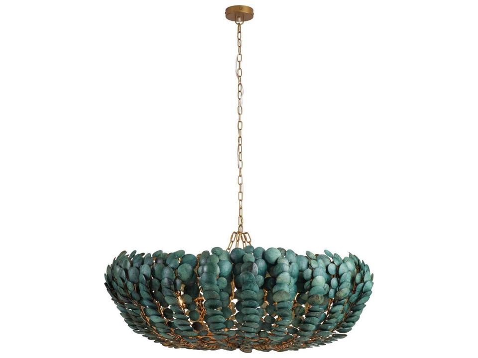 Blue Gold Green Bowl Round Chandelier