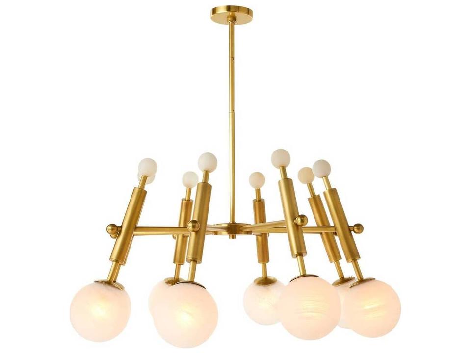8-Light Antique Brass Globe Chandelier