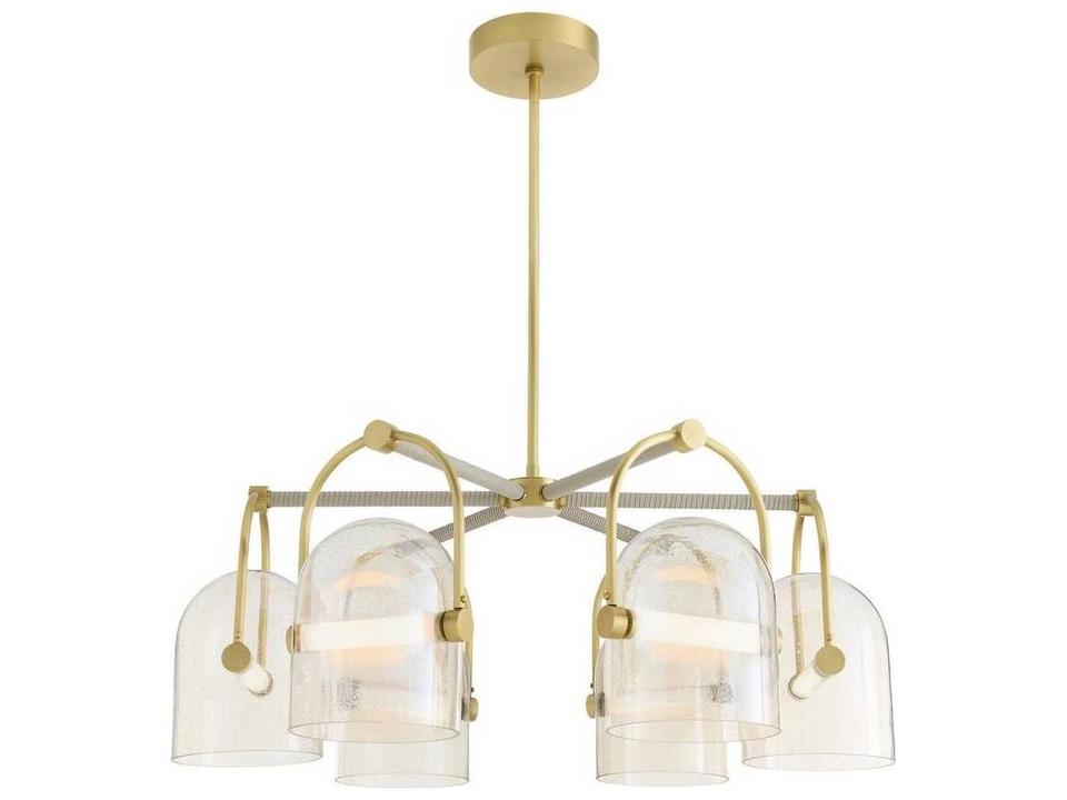 Smoke Seeded Glass Brass Dome Chandelier