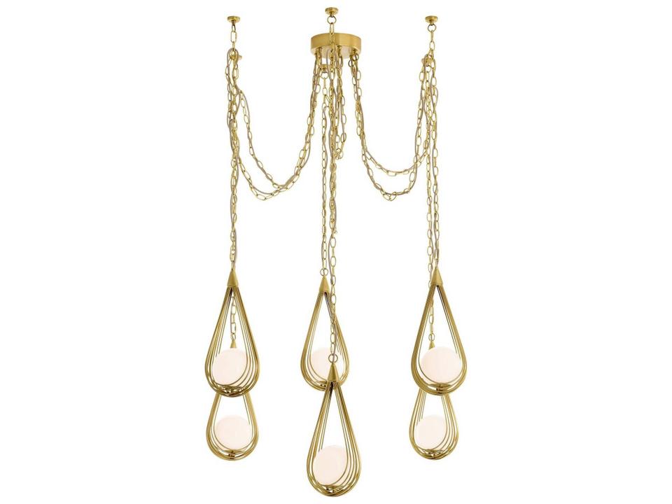 Gold White Brass Globe Chandelier