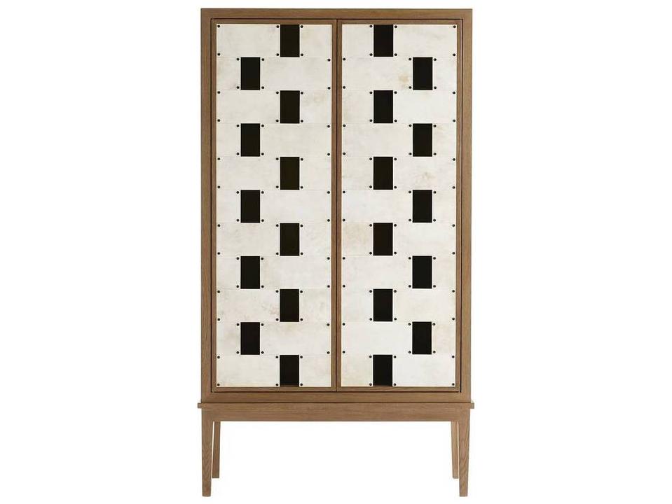 Salotto Oak Wood Golden Bar Cabinet