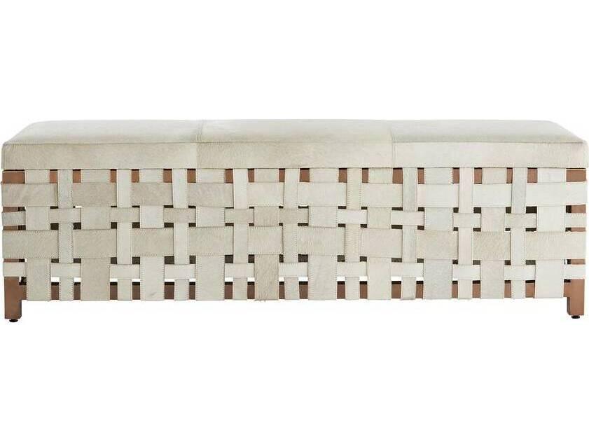 Elis White Hide and Rose Gold Bench