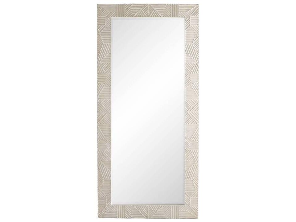 Floor Mirror Marsh Whitewash Carved Wood