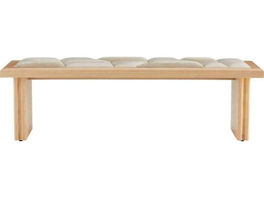Fairfield Bench Greige Leather and Blonde Ash Wood