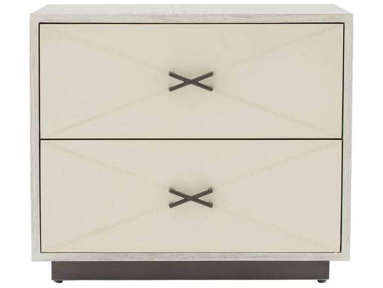 Arteriors Hartzel Side Table Smoked Oak and Ivory Leather