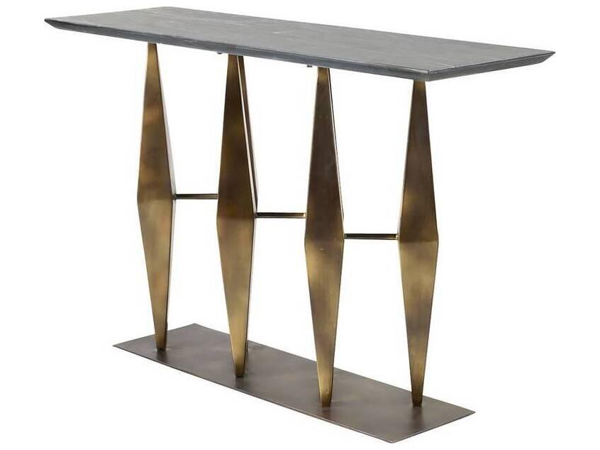 Dagmar Console Table in Matte Black Marble and Antique Gold