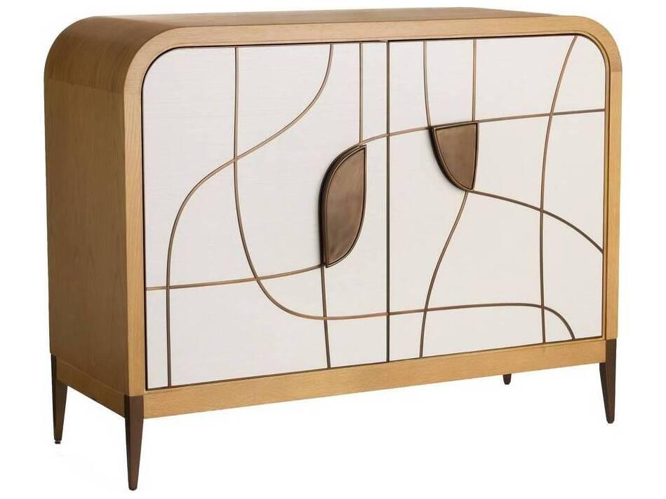 Hardin Cabinet Modern Oak Seagrass and Brass Buffet