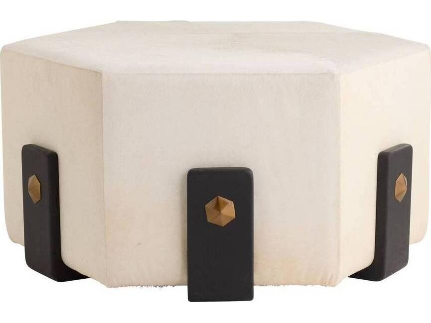 Ivonne Ottoman Hexagonal White Hair On Hide