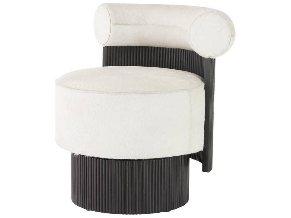 Erhart Swivel Accent Chair in White Hair-on-Hide