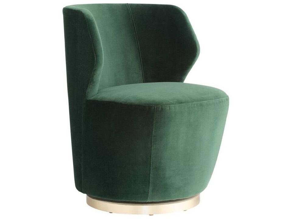 Poppy Swivel Accent Chair Forest Velvet Champagne Base