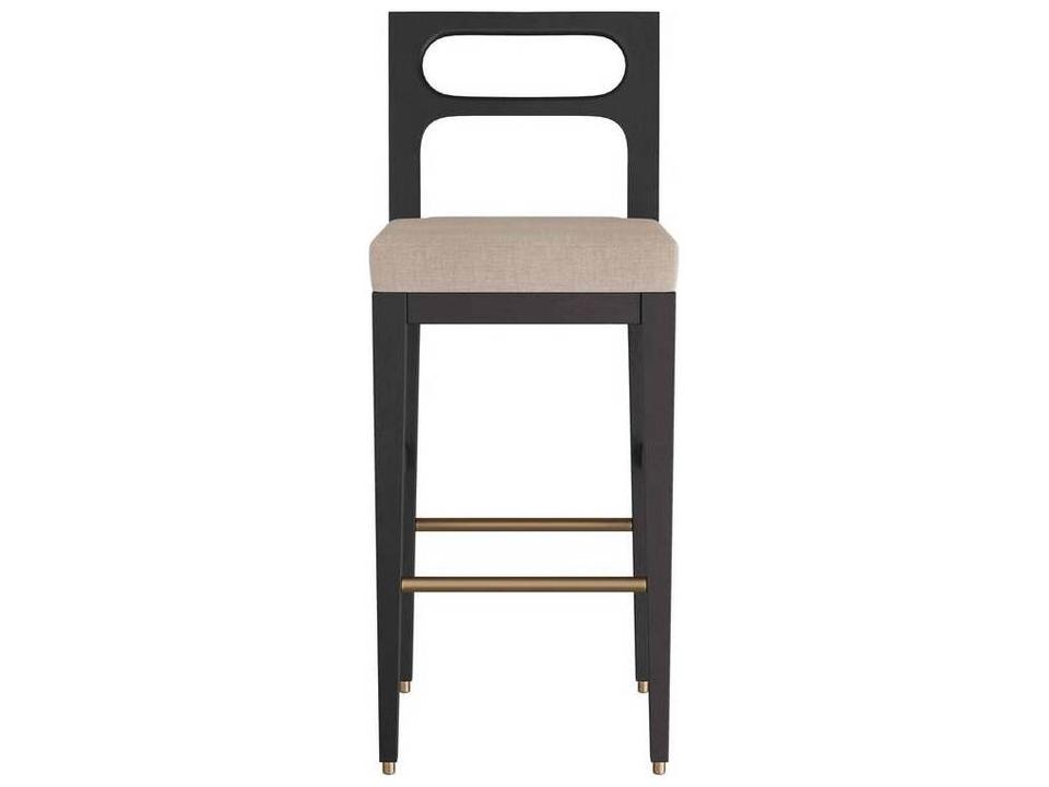 Thaden Natural Ebony Upholstered Mango Wood Bar Stool