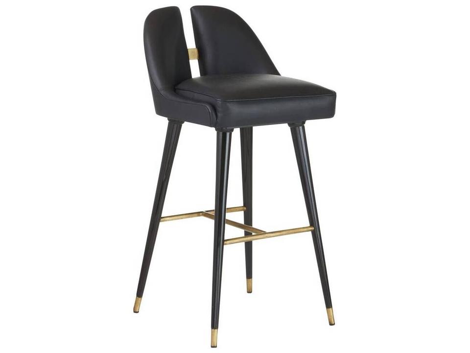 Crowley Leather Bar Stool with Antique Brass Details