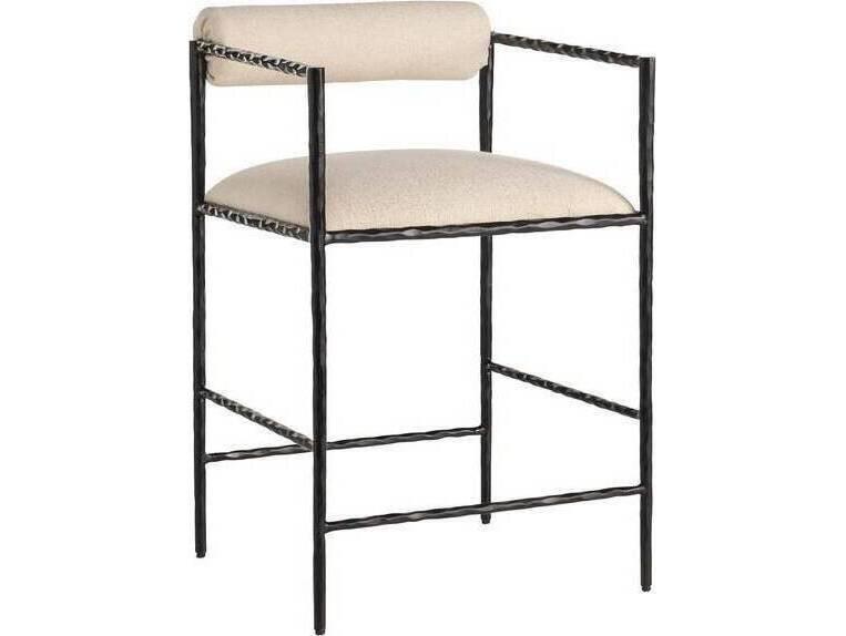 Arteriors Barbana Counter Stool in Oxford White Performance Fabric