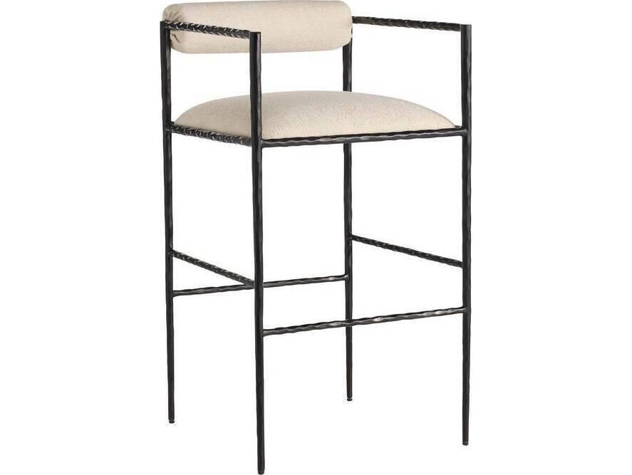 Barbana Bar Stool in Oxford White Performance Fabric