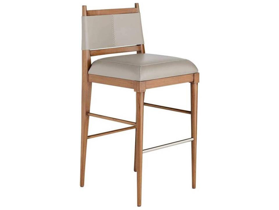 Morel Leather Walnut Wood Bar Stool