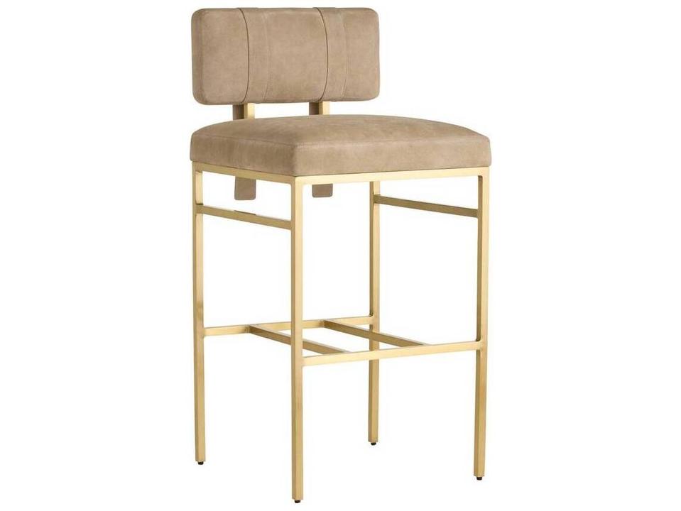 Beige Leather Bar Stool