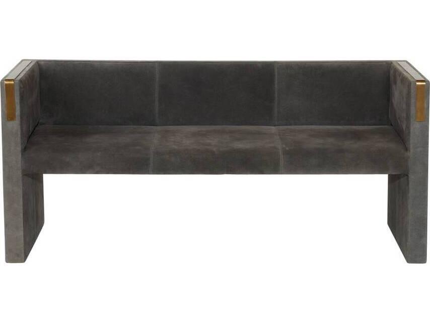 Donovan Slate Grey Antique Brass Suede Upholstered Sofa