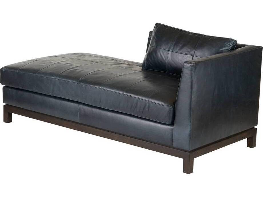 Edmond Ink Leather Chaise Mid-Century Modern