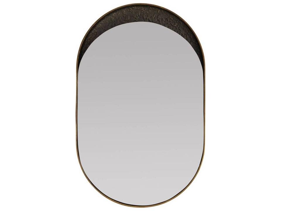Inset Antique Brass Bronze Wall Mirror Oval