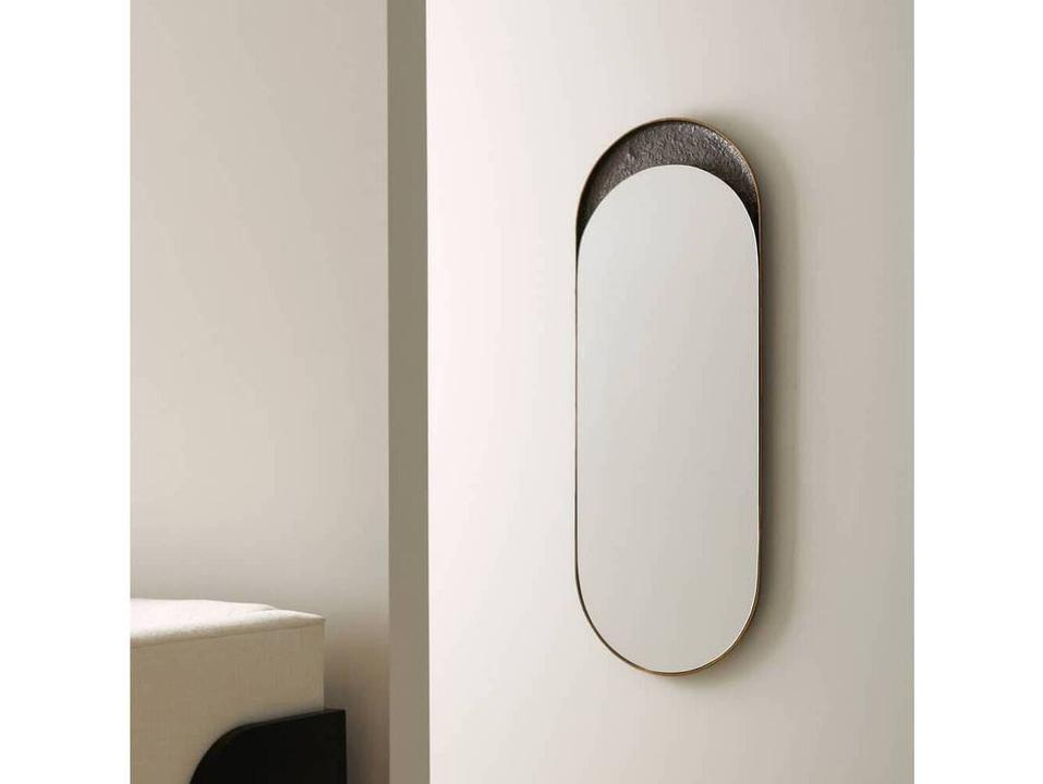Inset Antique Brass Bronze Wall Mirror Oval