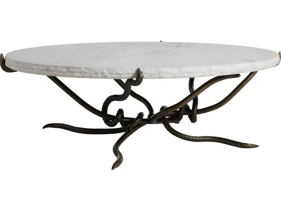 Round Marble White Brown Coffee Table