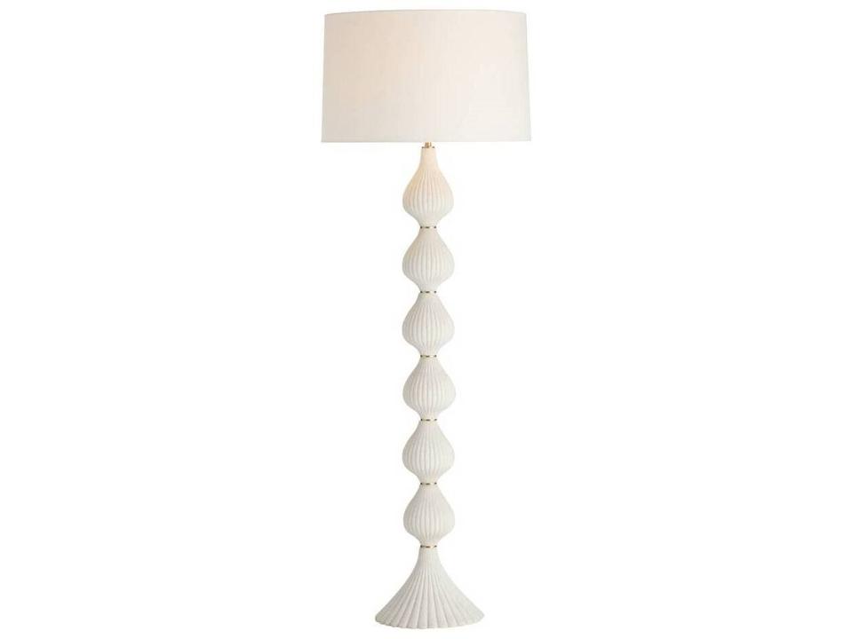 Ivory Antique Brass White Floor Lamp