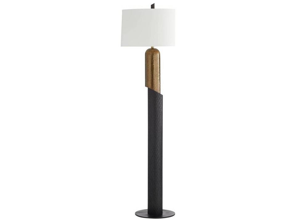 Hartford Floor Lamp in Black Mango Wood and Antique Brass