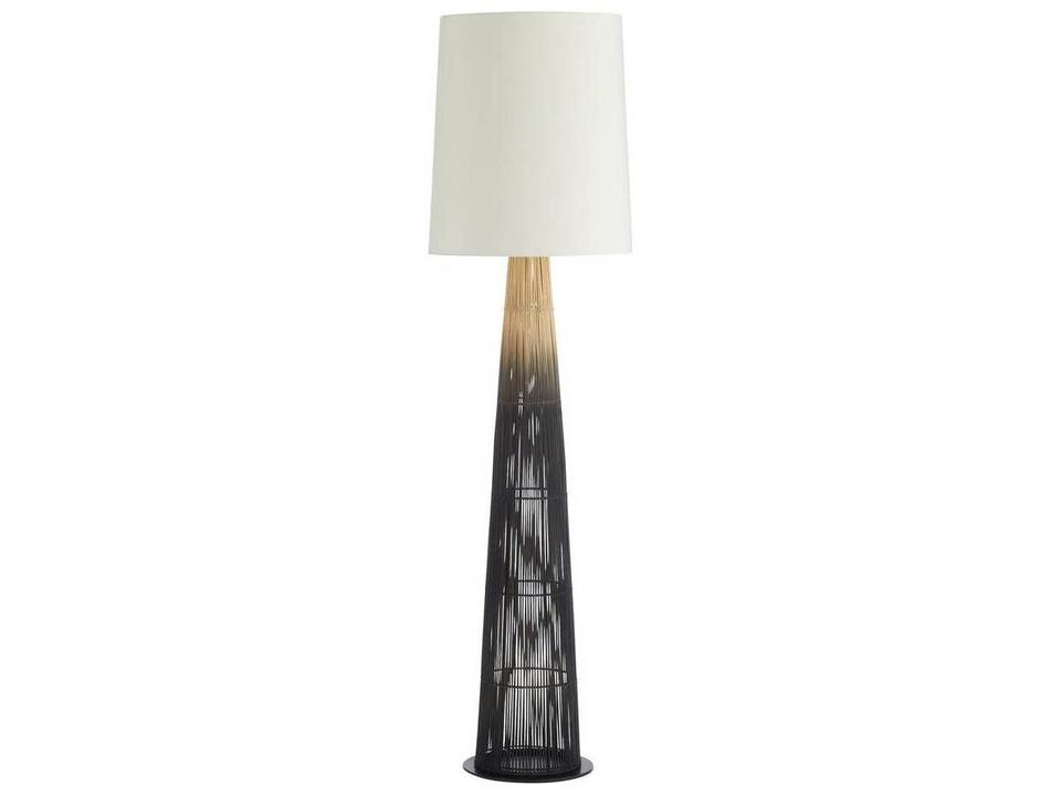 Florence Floor Lamp in Buri Midrib Black Ombre with Putty Microfiber Shade