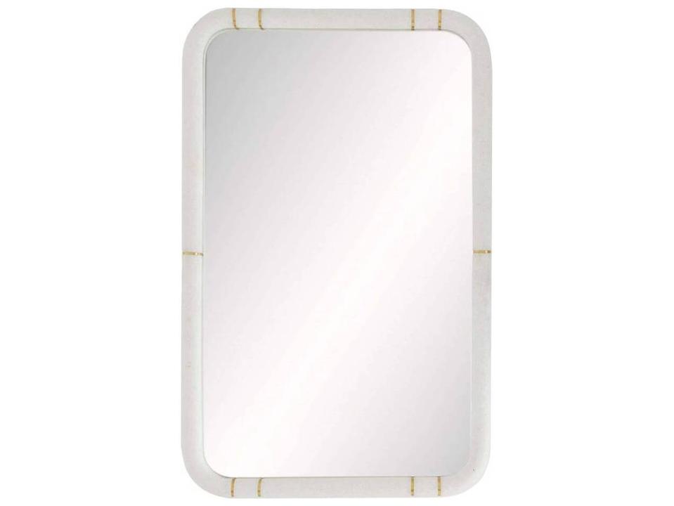 Arteriors Trevino Mirror Ivory Ricestone Antique Brass Inlay