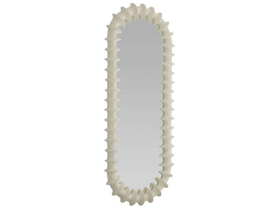 Gilcrest Oval Floor Mirror in Matte Ivory Resin
