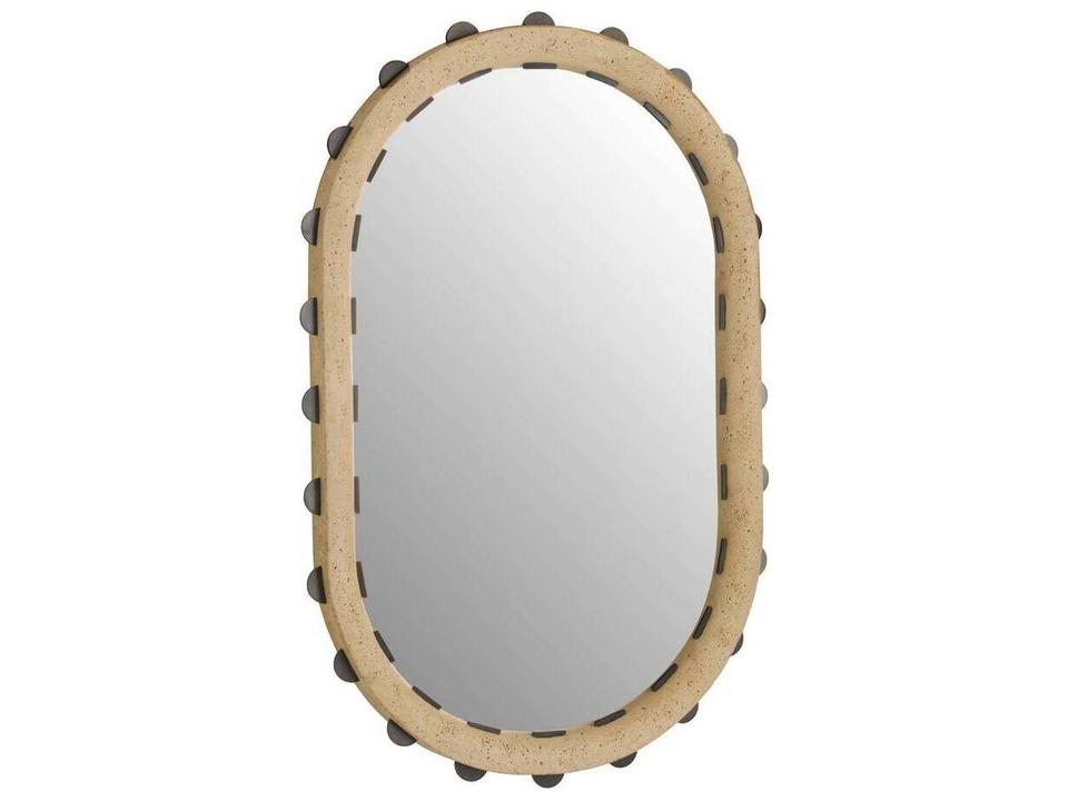 Faux Travertine Wall Mirror Oval