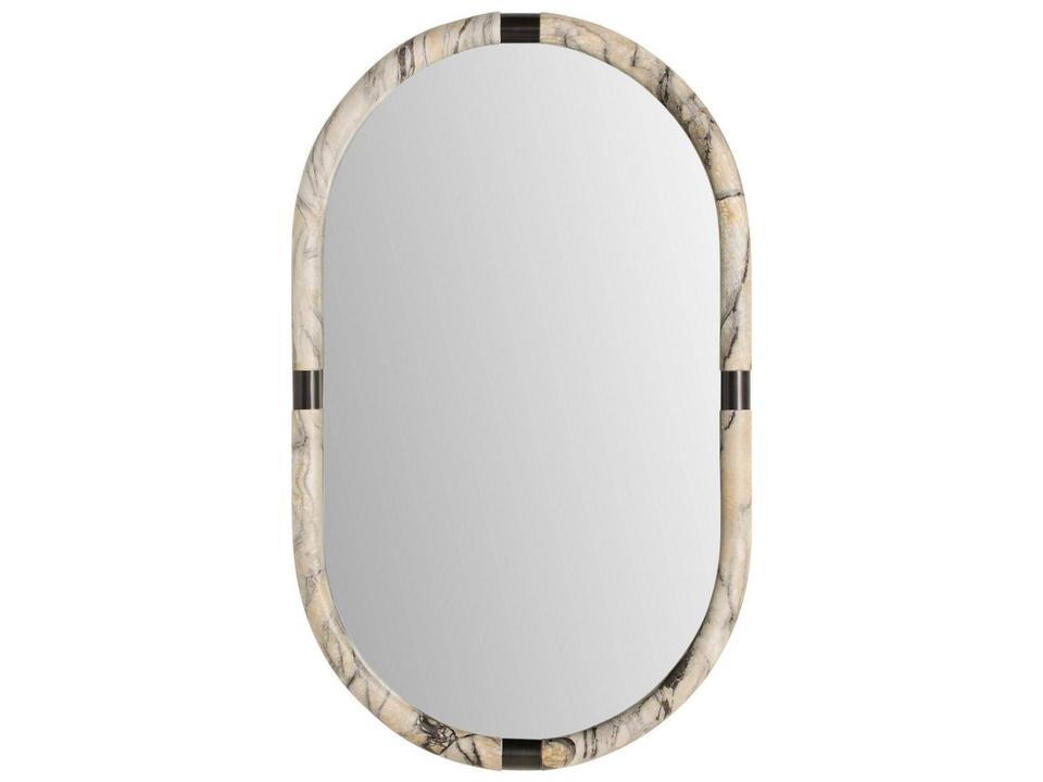 Gray Black Wall Mirror Oval