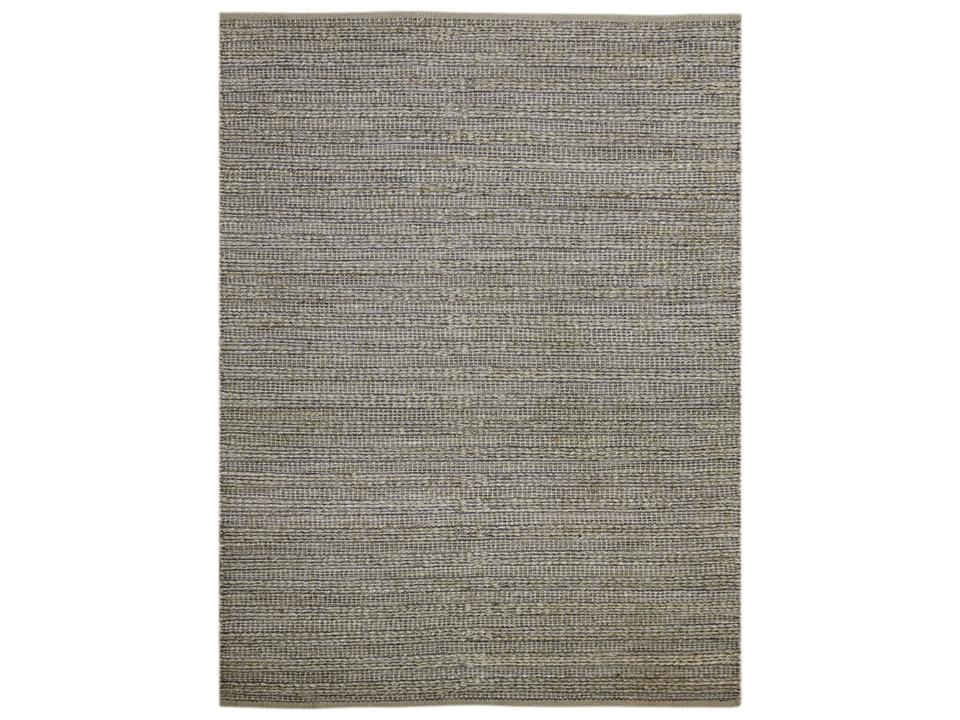 Naturals Hand-Woven Striped Jute and Cotton Area Rug in Dark Gray