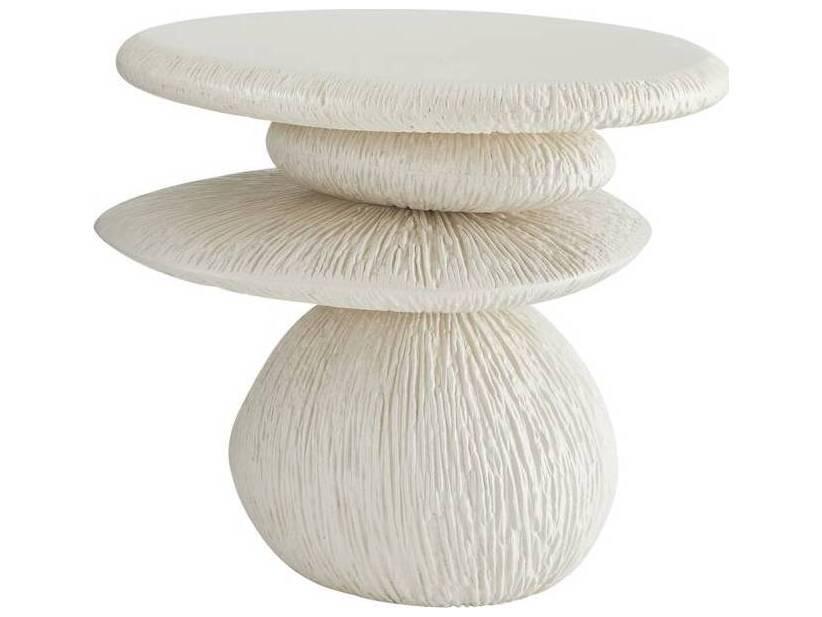 Felicia Outdoor End Table Ivory Concrete Composite