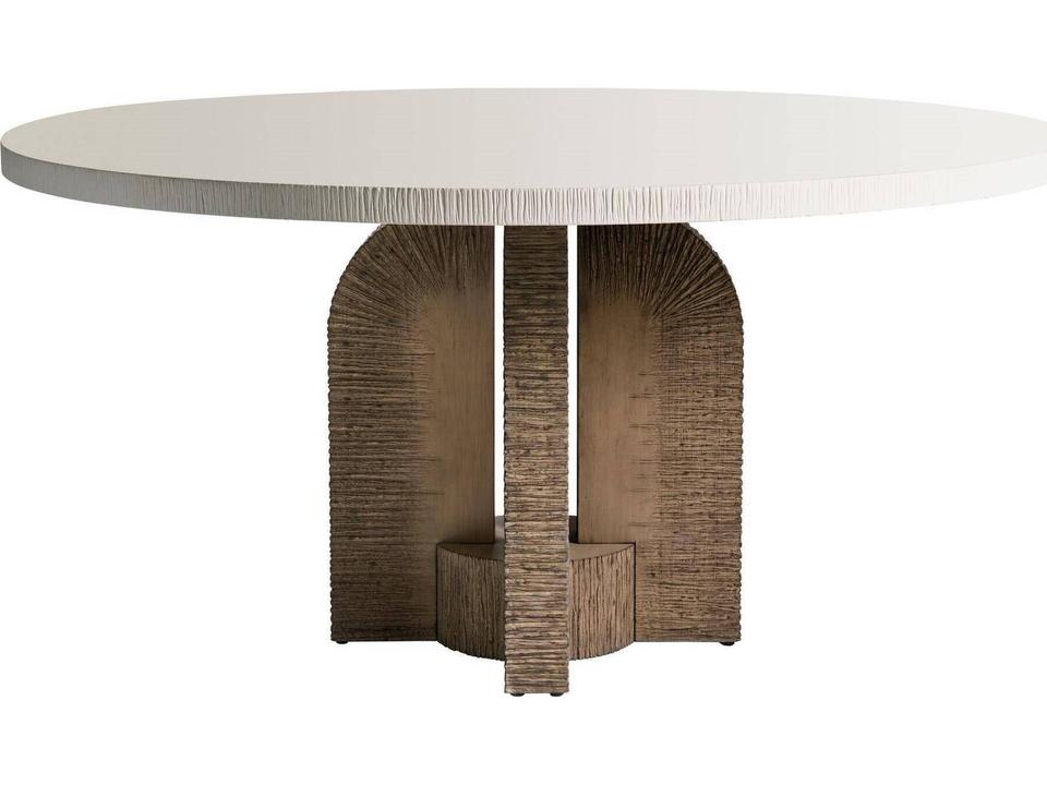 White Brown Concrete Round Dining Table