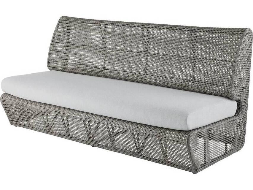 Dupont Porpoise Weathered Gray Wicker Cushion Sofa
