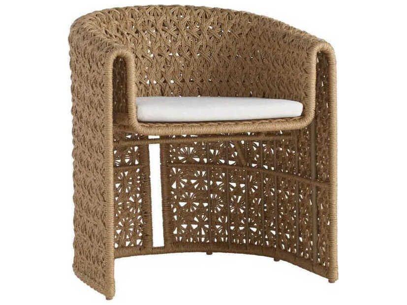 White Neutral Wicker Cushion Dining Chair