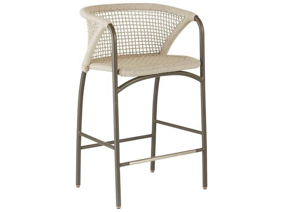 Arteriors Enzo Outdoor Bar Stool with Synthetic Rope and Blackened Bronze Frame