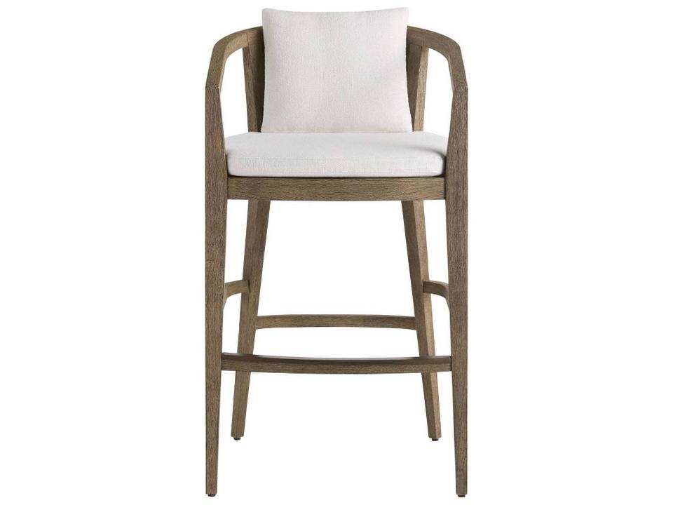 Sobek White Brown Teak Cushion Bar Stool