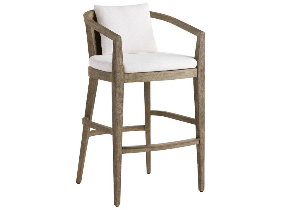 White Brown Teak Cushion Counter Stool