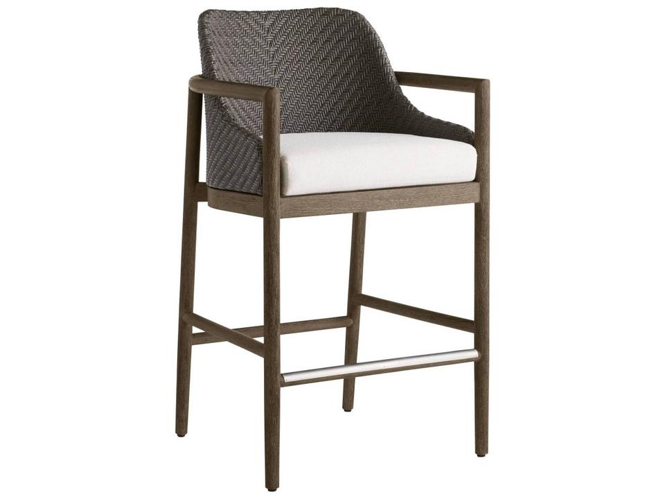 White Gray Wood Cushion Counter Stool